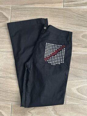 Roccobarocco Black High-Waist Studded Pants | Size 28